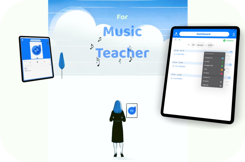 iPad showing music teacher interface